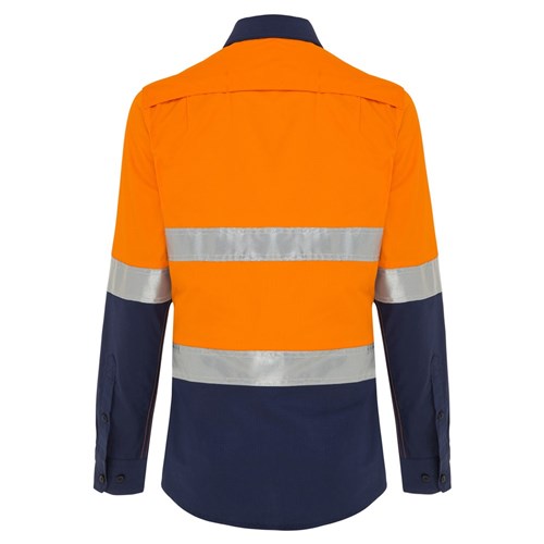 WS Workwear Ripstop Womens Hi-Vis Button-Up Shirt with Reflective Tape